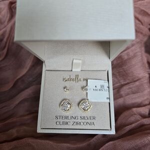 NWT Isabella M Gold and Silver Cubic Zirconia Earrings